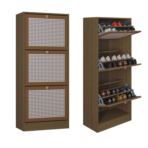 Kit 2 Sapateiras Tropical 3 Portas Multiuso Vertical Poquema