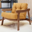 Ver imagem 2 de Poltrona Decorativa Fixa para Sala Living Ikary L02 Canela Prime Bouclê Mostarda - Lyam Decor