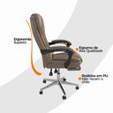 Ver imagem 6 de Kit 2 Cadeiras Presidente Ergonômica Apoio para Pés - Bege