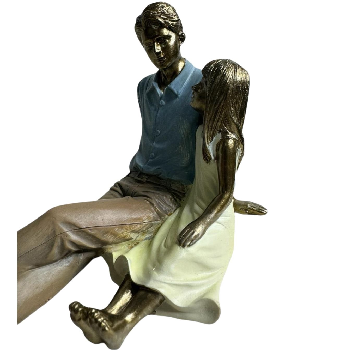 Escultura Decorativa Amor Pai e Filha Juntos Sentados Espressione Escultura Pai e Filha, Estatua Pai - 4