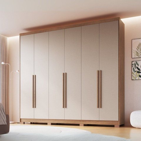 Guarda-Roupa 6 Portas 6 Gavetas Brescia Bege/Cedro/Duna