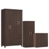 Guarda Roupa Solteiro Lótus com Multiuso Viena com Cômoda Montividéu Café - Demóbile - 1