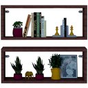 Ver imagem 1 de Kit 2 Nicho Retangular Nova Imbuia 40x15x10p Mdf Decorativo
