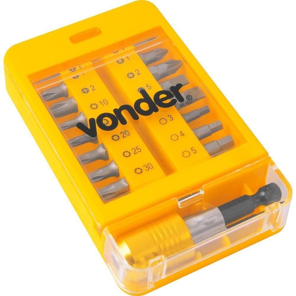 Bits Ponteiras Vonder Crv com 15 Peças Engate Rápido 1/4 - 4