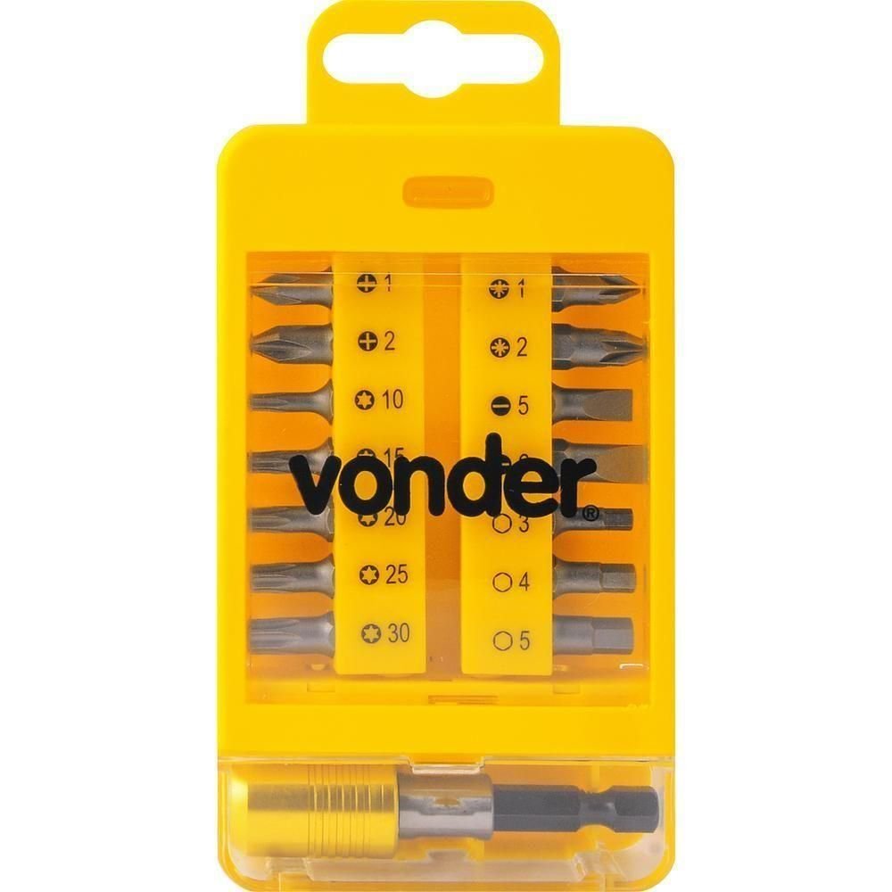 Bits Ponteiras Vonder Crv com 15 Peças Engate Rápido 1/4 - 1