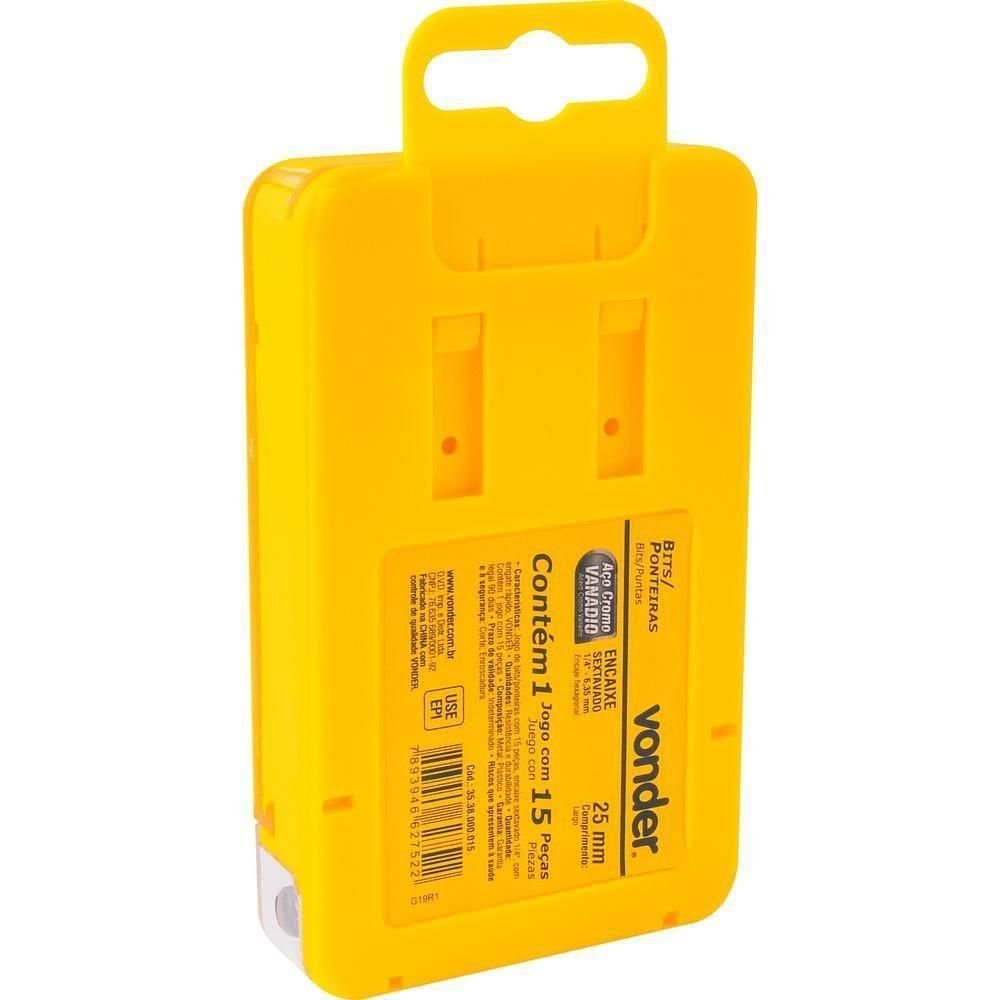 Bits Ponteiras Vonder Crv com 15 Peças Engate Rápido 1/4 - 2