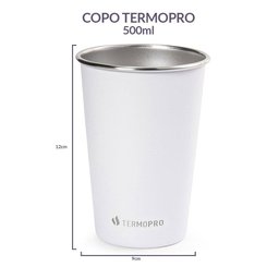Copo Aço Inox Colorinox Branco 500 Ml Termopro - 2