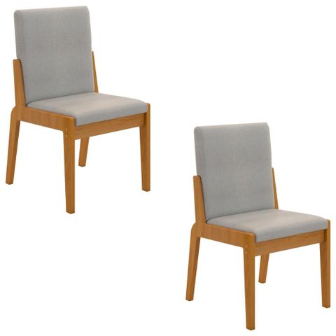 Conjunto de 2 Cadeiras Sinfonia com Estofado em Linho Naturale/cinza