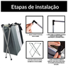 Cesto de Roupas Suja Organizador Lavanderia 3 Compartimentos - 6