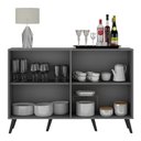 Ver imagem 6 de Aparador Buffet 4 Portas com Pés Retrô Veneza Multimóveis Grafite/Preto