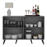 Aparador Buffet 4 Portas com Pés Retrô Veneza Multimóveis Grafite/Preto - 6
