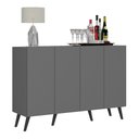 Ver imagem 3 de Aparador Buffet 4 Portas com Pés Retrô Veneza Multimóveis Grafite/Preto