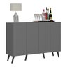 Aparador Buffet 4 Portas com Pés Retrô Veneza Multimóveis Grafite/Preto - 3