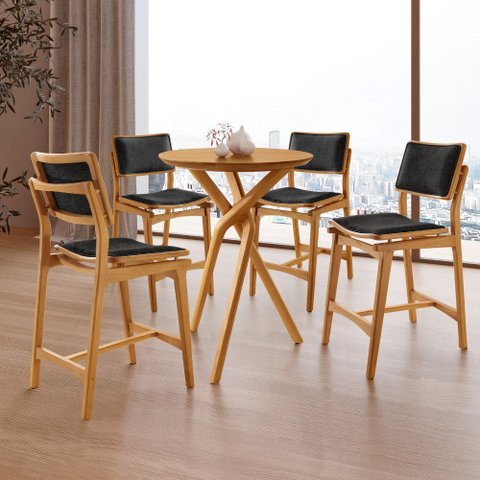 Conjunto Mesa Bistrô Ballare Tampo 60cm Redondo e 4 Banquetas Eva Moderna Mobília