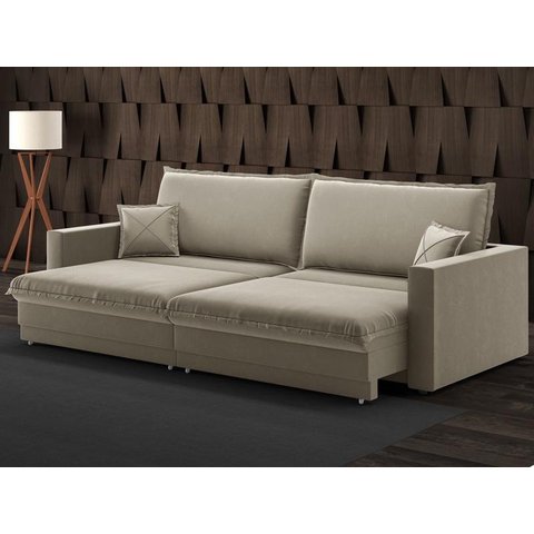 Sofá Tango 2,60m sem Caixa, Retrátil e Reclinável Veludocristal Fendi - Netsofas