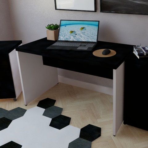 Escrivaninha Mesa Escritório 130CMX60CM 130cm Branco e Preto