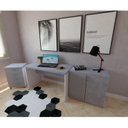 Ver imagem 4 de Escrivaninha Mesa Escritório 130CMX60CM 130cm Branco e Cinza Cristal