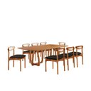 Ver imagem 2 de Conjunto de Mesa de Jantar Ello Tampo 240cm Barril Laminado e 8 Cadeiras Mônaco Premium Marrom/Linho Preto/Imbuia/Cinamomo