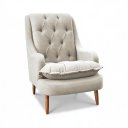 Ver imagem 3 de Poltrona Decorativa para Sala de Estar Lille Suede - Élpis Móveis - Bege