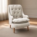Ver imagem 1 de Poltrona Decorativa para Sala de Estar Lille Suede - Élpis Móveis - Bege