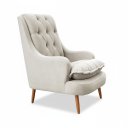 Ver imagem 4 de Poltrona Decorativa para Sala de Estar Lille Suede - Élpis Móveis - Bege