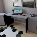 Ver imagem 1 de Escrivaninha Mesa Escritório 140CMX60CM 140cm Preto e Cinza Cristal