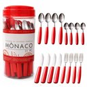 Ver imagem 1 de Conjunto de Talheres Mônaco 21 Peças Inox e Plástico Vermelha Fratelli
