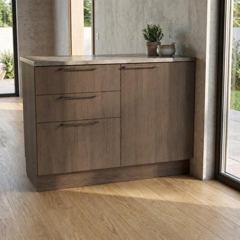 Balcão para Cozinha 1 Porta 3 Gavetas 120cm sem Tampo Lisboa