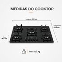 Ver imagem 3 de Cooktop 5 Bocas Mega Chama 3,1KW com Trempes Ferro Fundido e Vidro Temperado Clarice