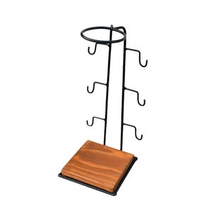 Mancebo Suporte Ferro e Madeira para Coador de Café Xícaras e Bule Artesanal