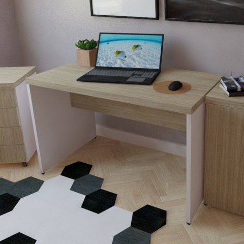Escrivaninha Mesa Escritório 150CMX60CM 150cm Branco e Carvalho Mel Bege