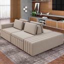 Ver imagem 6 de Sofá Ilha com Puff para Sala Living 265cm Amber M03 Veludo Bege - Lyam Decor