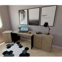 Ver imagem 4 de Escrivaninha Mesa Escritório 150CMX60CM 150cm Preto e Carvalho Mel Bege