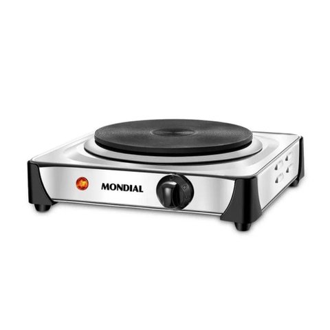 Fogão Elétrico Portátil Mondial Fast Cook com Controle de Temperatura 1000w Inox 220v - Fe-04