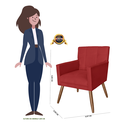 Ver imagem 5 de Jogo 2 Poltronas Estofadas Para Quarto Closet Onix Suede Vermelho - LM DECOR