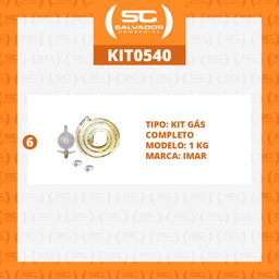 6 Kit Gás BP 1kg Completo (válvula, mangueira 1,25m e 2 abraçadeiras) - Imar - 2