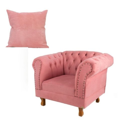 Uma Poltrona Chesterfield Duque + Uma Almofada Suede Rosa sala de estar/Recepção