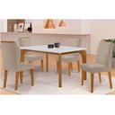 Ver imagem 1 de Conjunto Mesa Jantar Londrina + 4 Cadeiras Dakota 4 Lugares Tampo MDF Vidro Naturale Off White