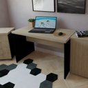 Ver imagem 1 de Escrivaninha Mesa Escritório 160CMX60CM 160cm Preto e Carvalho Mel Bege