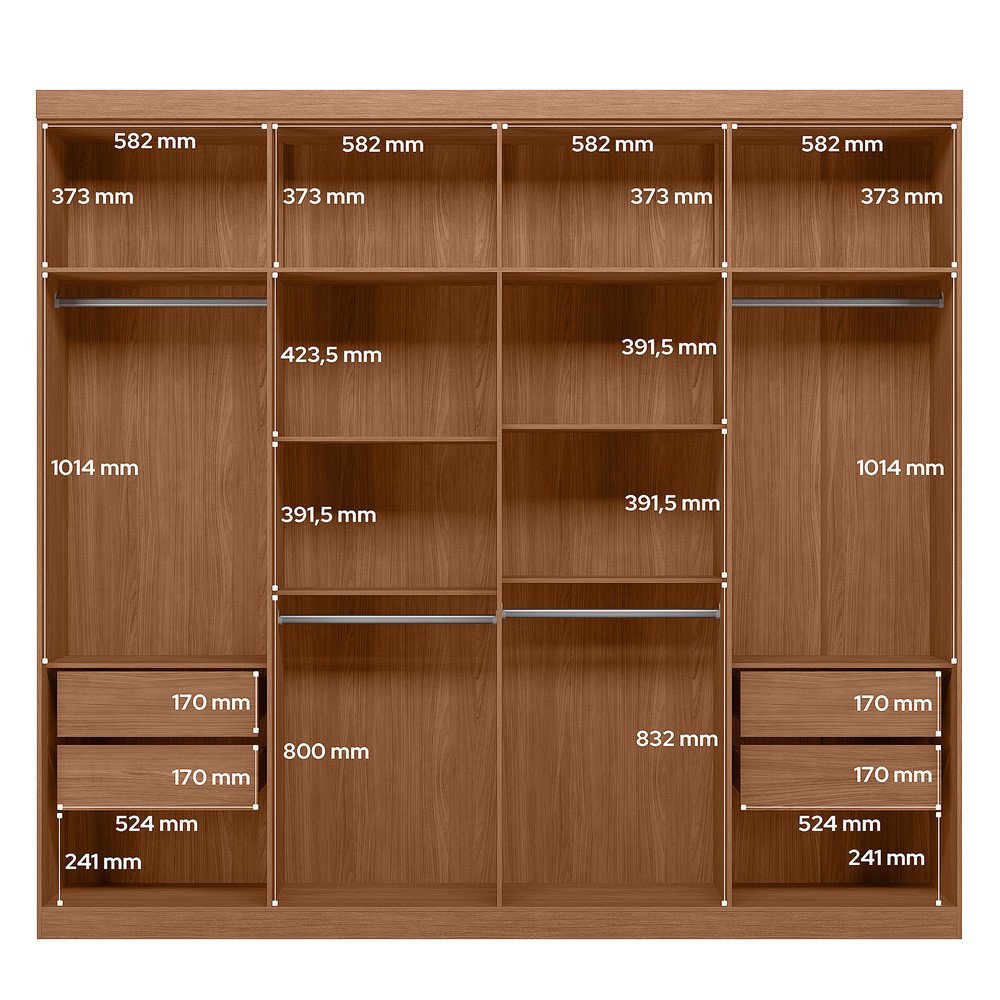 Guarda Roupa Casal Grande Master New 8 Portas 4 Gavetas Santos Andira - 5