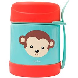 Pote Térmico Infantil Bebê Buba Animais Fun com Talher Leão Macaco Unicórnio Girafa Buba - 1