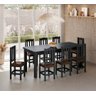 Conjunto Mesa de Madeira Preto 200x88 + 8 Cadeiras Estofadas Sfa - 1