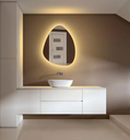 Ver imagem 5 de Espelho Orgânico Decorativo Lapidado com Led 50x35 Cm E02 para Sala, Quarto, Banheiro, 3000k 220v