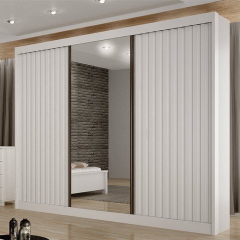 Guarda-Roupa para Casal com Espelho San Marino 100% MDF Branco