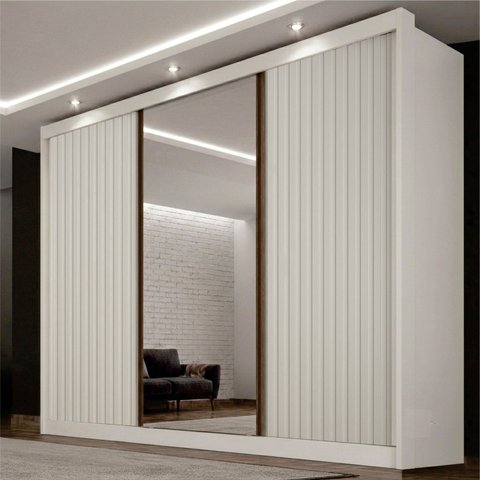 Guarda-Roupa para Casal com Espelho San Marino 100% MDF Branco