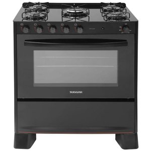 Fogão Suggar Cook Glass 5 Queimadores Mesa Vidro Preto Fgvcg510pt Bivolt
