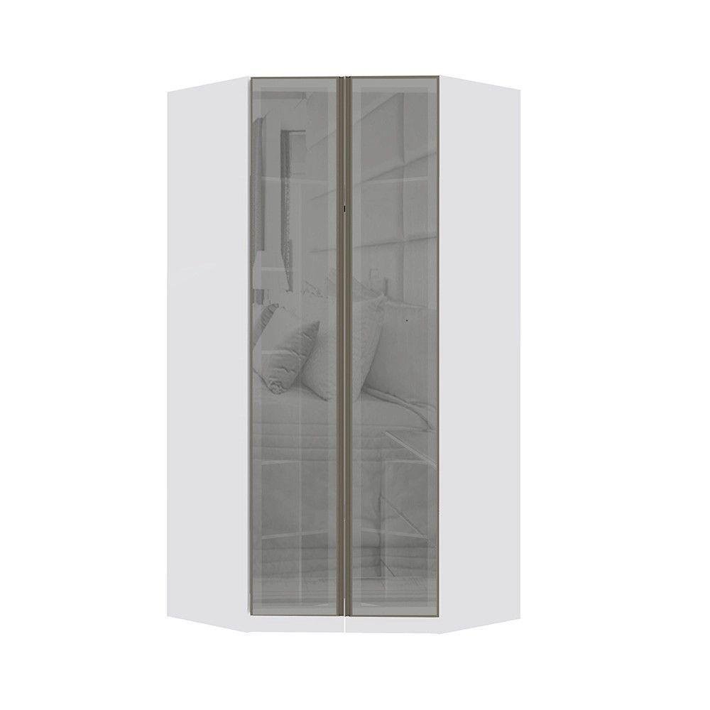 Guarda Roupa Modulado Canto Closet 2 Portas 111,9cm com Vidro Reflecta Prata Prime Luciane Móveis - 1
