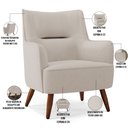 Ver imagem 4 de Kit 02 Poltronas Decorativa Fixa Pés de Madeira Isabella D02 Linho Cru B-443 - Lyam Decor