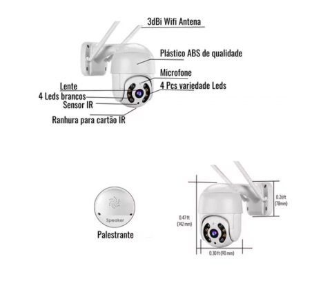 Camera Wifi Speed Dome Ip Abq - A8 Int/ext a Prova D'agua - 3