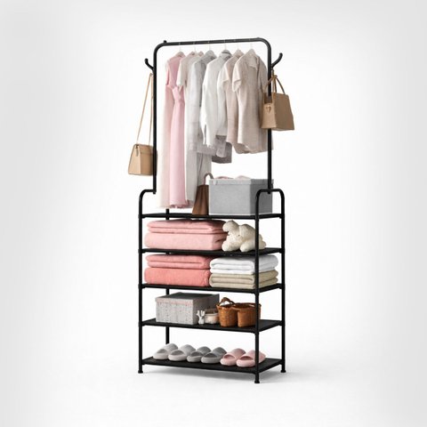 Arara Simples Metal com 5 Prateleiras Preto Dy-am560